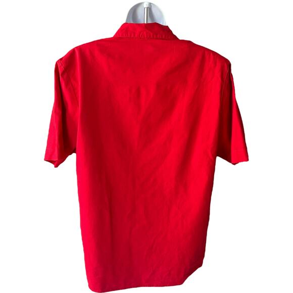 Impressions of California red short sleeve button front blouse 90s - Picture 2 of 4